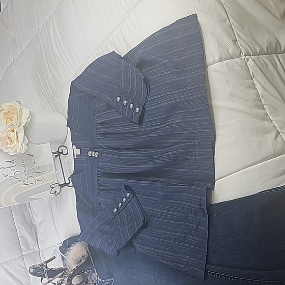 Navy Blue Blazer Business Casual Office Wear Elegant Wear - Picture 4 of 15